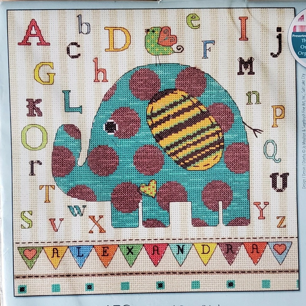 Dimensions Baby Elephant ABC Counted Cross Stitch Kit Birth Record #70-73988